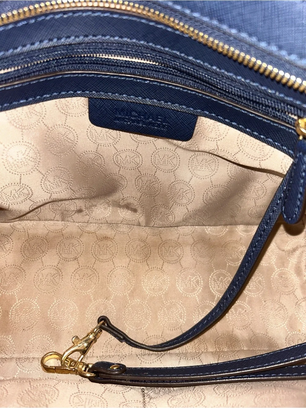 Michael Kors Deep Navy Selma Saffiano Leather Satchel with Shoulder Strap